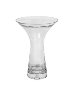 Vazo dekorative lulesh, qelq, transparente, Ø19.5 xH28 cm