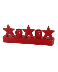 Candle holder, ceramic, red, 30.3x4xH12.7 cm