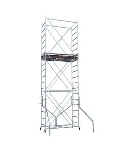 GRIM galvanized steel scaffolding, total hight m 5,40, work platform with trapdoor and stabilizers