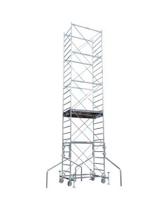 SYSTEM steel scaffoldings size cm 100x180 total height m 8 with work platform with trap door and stabilizers