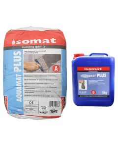 Waterproofing, Isomat, Aquamat plus, two-component A + B 21kg, bag 16kg, bottle 5 kg