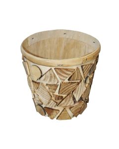 Flower pot, wooden, brown, Ø14.5 xH14 cm