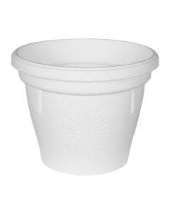 Round flower pot, GERBER, plastic, white, Ø17 xH15 cm