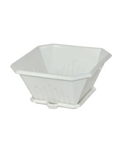 Square flower pot, LIBERTY, plastic, white, 14x14xH7.5 cm