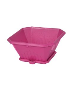 Square flower pot, LIBERTY, plastic, pink, 14x14xH7.5 cm