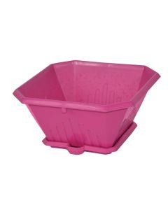 Square flower pot, LIBERTY, plastic, pink, 18x18xH9.5 cm