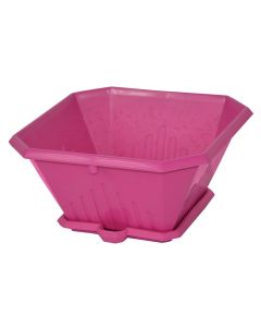 Square flower pot, LIBERTY, plastic, pink, 22x22xH10.5 cm