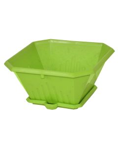 Square flower pot, LIBERTY, plastic, green, 22x22xH10.5 cm
