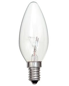 Candle lamp 230V-60W, E-14, Clear, 1000H