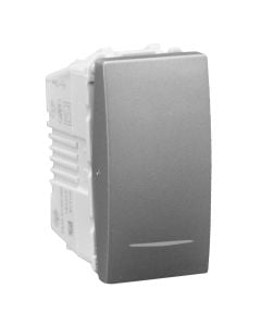 10 AX one-way screwless terminals w blue locator lamp aluminium Unica Top
