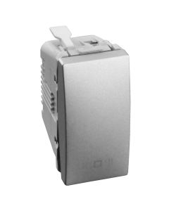 10 A Screwless terminals push-button w bell symbol aluminium Unica Top