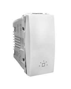 10 AX Screwless terminals push-button w light symbol white Unica