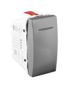 10 A Screwless terminals push-button w blue locator lamp aluminium Unica Top