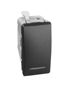 10 A Screwless terminals push-button w blue locator lamp graphite Unica