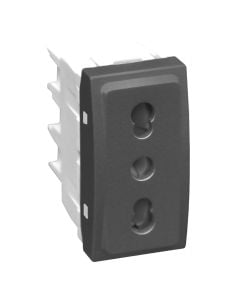 socket 2P + Italian E (bivalente), shuttered aluminium Unica Top