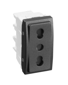 socket 2P + Italian E (bivalente), shuttered graphite Unica