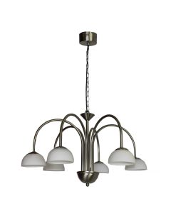 6-L pendant lamp, satin chrome, white glass, with chains, COB LED 6x4W 280LM