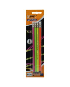 Pencils with eraser, Fluo, Evolution, Bic, synthetic resin, 24x6.5x2 cm, neon, 4 pieces