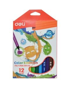 Soft drawing felt pen, Deli, 12 piece