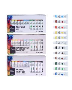 Water and acrylic paint, 12x12ml, mix