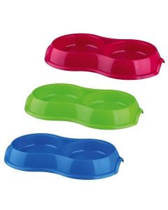 Plastic double bowl, Trixie, 2x0.2 L, mix