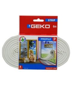 Insulation for window and door frames, Geko, Strip, Profil P, 9 x 4 mm x 6 m, white