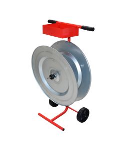 Strap dispenser for plastic and steel strapping