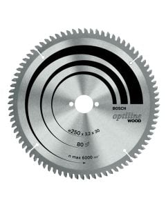 Saw blade, Professional, Bosch, for wood, TKB 250x30 80VW SB3,2 Optiline