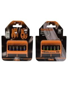 Screwdriver bit set and adapter, Beta, PH1, PZ1, PH2, PZ2, PH3, PZ3, Cr-V, 10 pieces