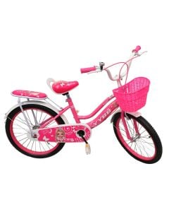 Bicycle, 20 ", for girls, pink, with basket, single gear