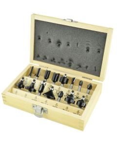 Router bits for wood, Bosch, 8 mm, 15 pc