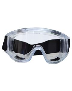 Safety goggles, transparent, with strap, blue structure