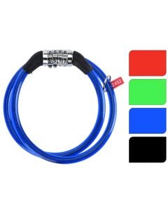 Bicycle securing rope, metal with PVC coating, with code, mixed colors