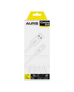 Charging plug, Auris, USB-micro USB, 2.0 A, 100 cm, white