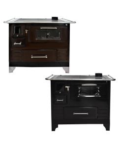 Wood stove with oven, 90x80x50 cm, steel, power 6kw  black/dark brown color