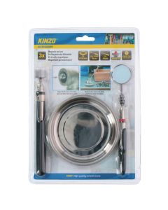 Magnetic tool for screw finding, Kinzo, 3 pieces, mirror + magnetic bowl + magnetic clip