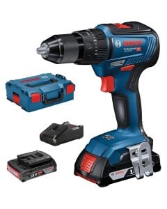 Professional drill with battery, Bosch, GSB 18V-55-LI, brushless,18 V, 2 x 2.0 Ah