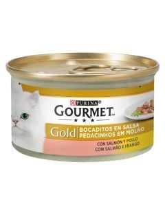 Cat food, Gourmet, Gold, 85 g, Salmon and chicken, Canned