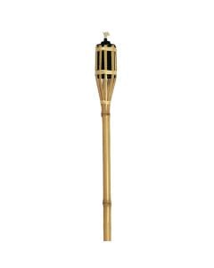 Bamboo torch with metal deposit, Size: 180cm, Color: Natural, Material: Bamboo + Metal