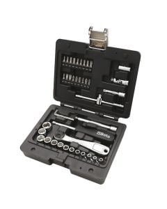 Professional socket and accessory set, Beta, 42 pieces, 1/4", Cr-V, socket head 4-4.5-5-5.5-6-7-8-9-10-11-12-13-14 mm, 2 extensions 1/4", SL 0.6X4-0.8X5.5-1.2X6.5 mm, PH1-PH2-PH3, PZ1-PZ2-PZ3, Hex 3-4-5-6 mm, T10-T15-T20-T25-T30