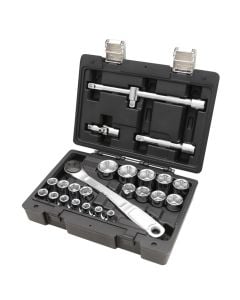 Professional socket set with sockets and accessories, Beta, 25 pieces, 1/2", Cr-V, socket head 8 -9 -10-11-12-13-14-15-16 17-18-19-20-21-22-23 24-27-30-32 mm, 2 extensions 1/2"