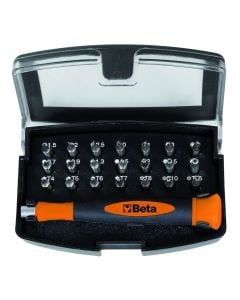 Adapter set and 21 screwdriver bits, Beta, 1256/CS21-1, 1.5, 2, 2.5 mm, PH0, PH1, PZ0, PZ1, T4, T5, T6, T7, T8, T10, T15, 0.7, 0.9, 1.3, 1.5, 2, 2.5, 3 mm, Cr-V