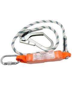 Rope and absorber for safety belts, 1 m, with metal hooks 23 KN, EN362:2004, 354:2002, 355:2002