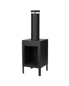 Outdoor fireplace, 30 x 30 x 100 cm, metal body, black color