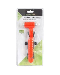 Emergency hammer for glass breakage and belt cutting