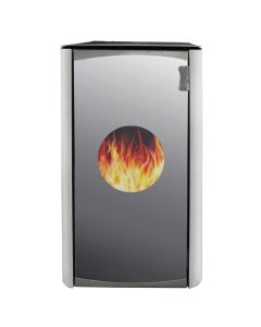Pellet stove with boiler, Kamin Deluxe 15, 15 Kw, 100-120 m2, 1.4-3.8 kg pellets / hour, efficiency 91.9%, pellet deposit 30 kg, white color, boiler connection 1ª