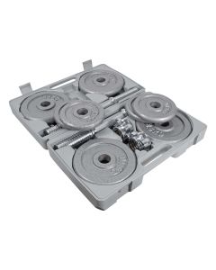 Dumbbell set, Amila, 2x10 kg, the set contains 4x125 kg, 4x2.5 kg, 2 bars