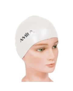 Swimming cap for children, Amila, white color, silicone