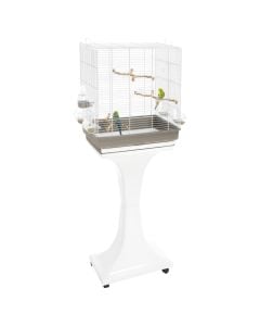 Bird cage, Imac, Camilla, cage H50 x 30 x 57 cm, support 129 cm, color white with gray