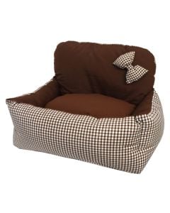 Bed for animals, Fabotex, 60 x 50 x 40 cm, brown color with squares